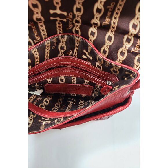 Tignanello Red Leather Crossbody Bag Small Purse Adjustable Strap - Picture 3 of 4